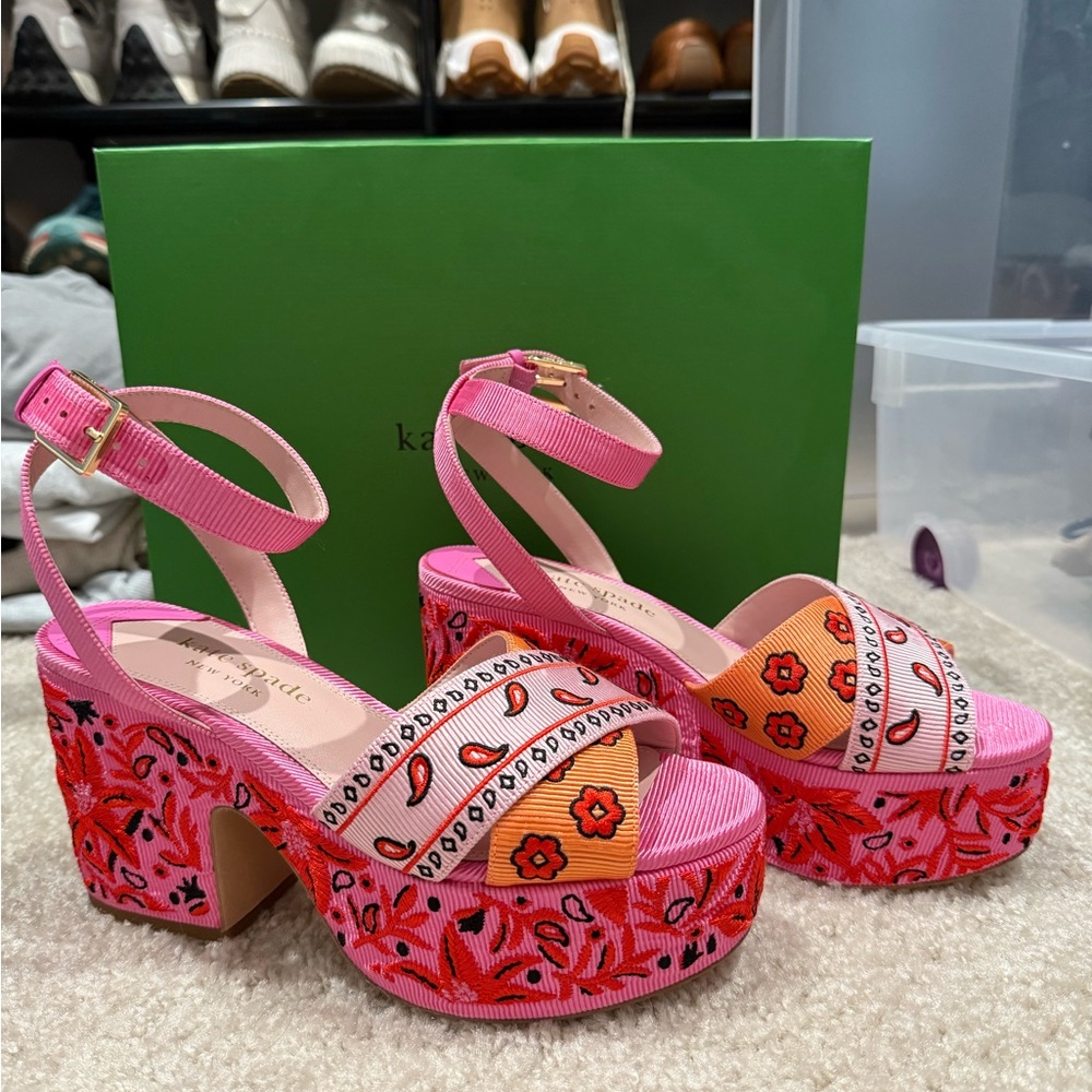 Kate Spade Rio Bandana Patchwork Platforms